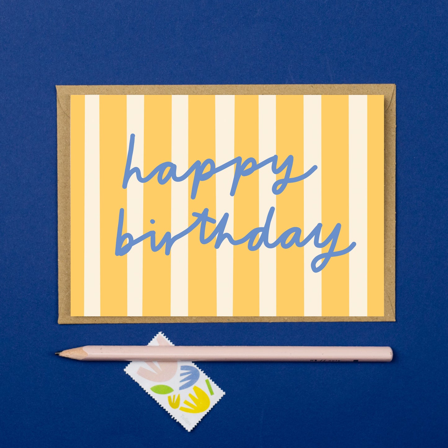 Birthday yellow stripe card
