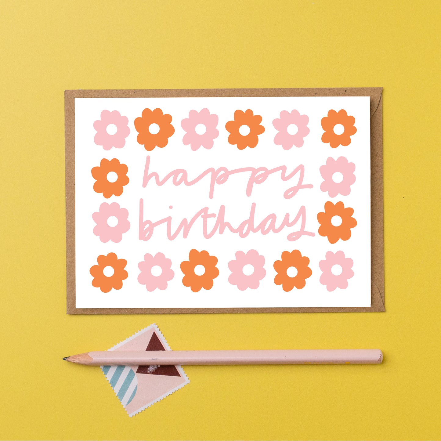 Birthday daisies pink and red birthday card