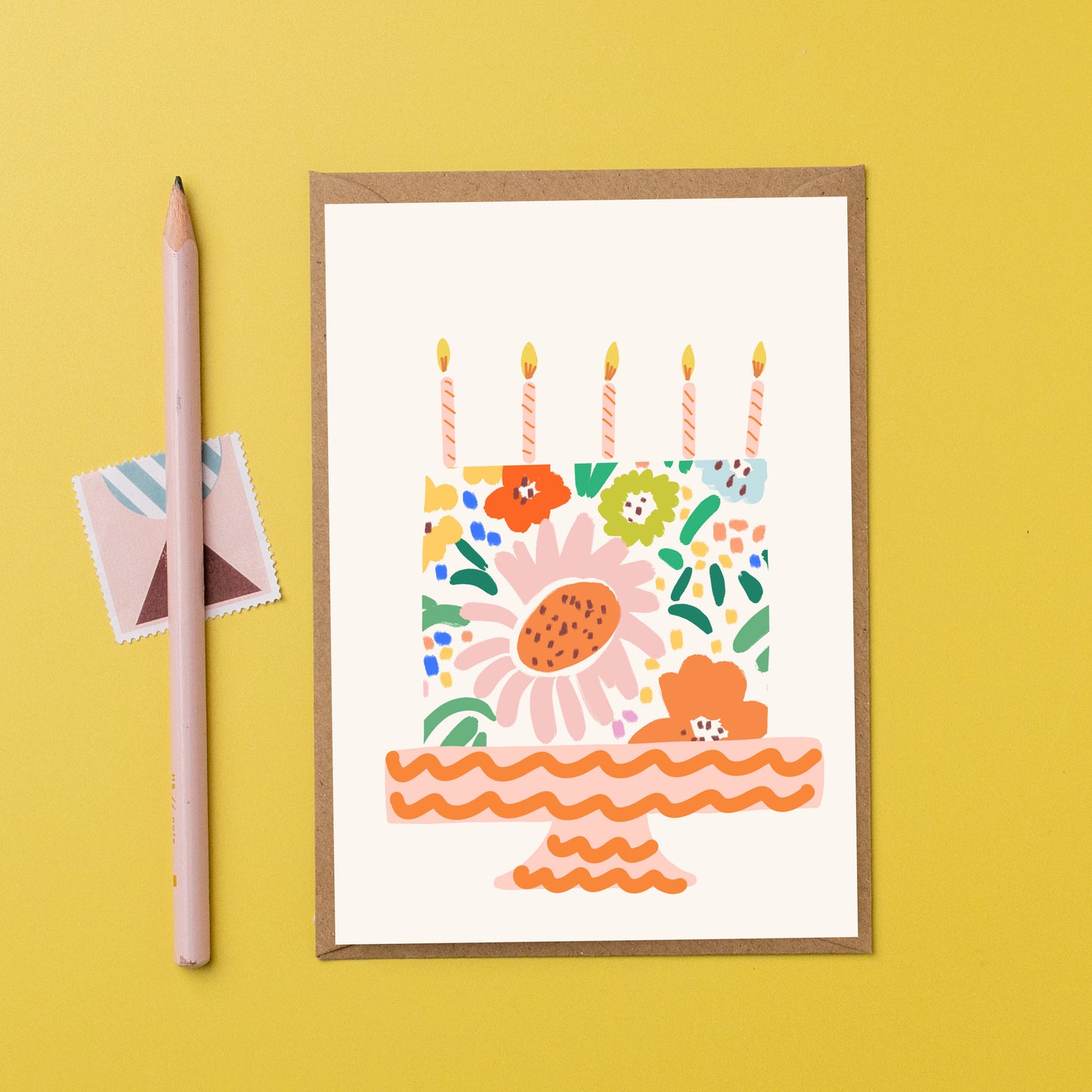 Floral Cake birthday card