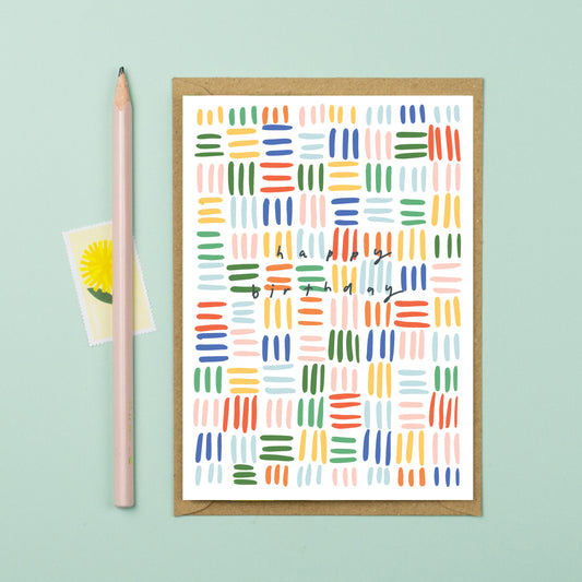 Happy birthday multi coloured stripes