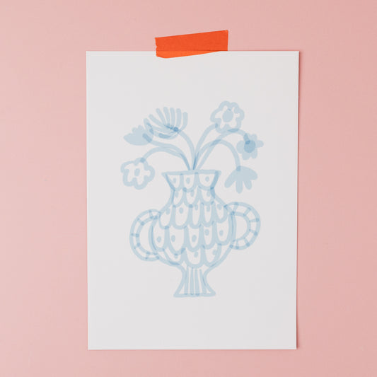 Light blue vase print