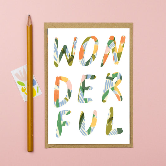 Wonderful striped lettering card