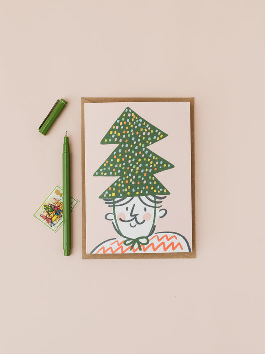 Christmas tree hat christmas card
