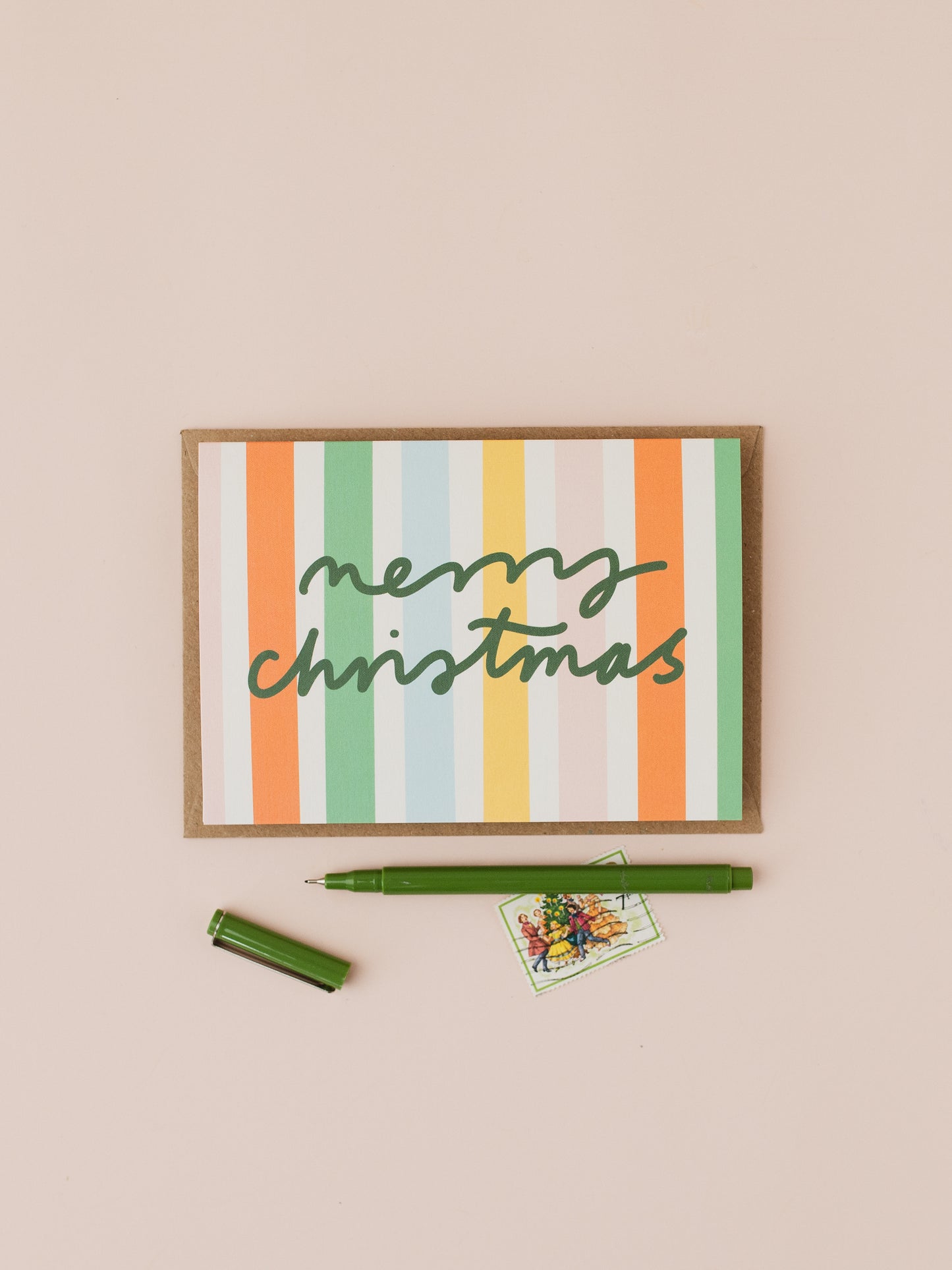 Merry Christmas striped Christmas card