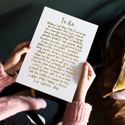 Gold Foiled Christmas To Do List - A4 Size